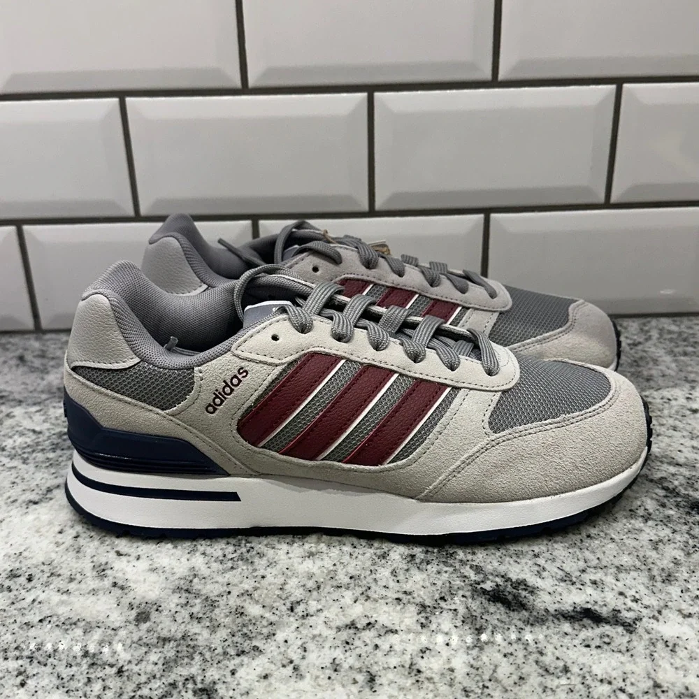 Adidas Mens 7 Run 80s Sneakers Grey Burgundy ID1882 Retro Running Lifestyle Shoe